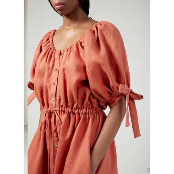 ELIZA FAULKNER Sz XS/S Burnt Orange Terracotta Linen Jumpsuit - Picture 9 of 10